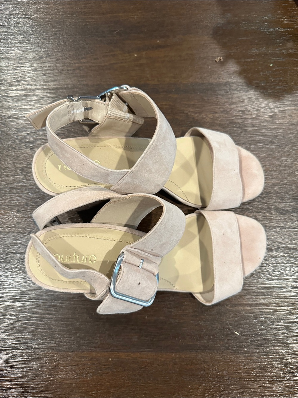 Nurture by Lamaze Blush Suede Buckle Ankle-Strap Heels